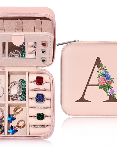  mini reissieradenkoffer sieradendoos sieraden organisator, roze cadeaus voor vrouwen moeder oma vrienden schoonzus geschenken, Valentijnsdag jubileum verjaardagscadeau voor vrouwen haar vrouw vriendin