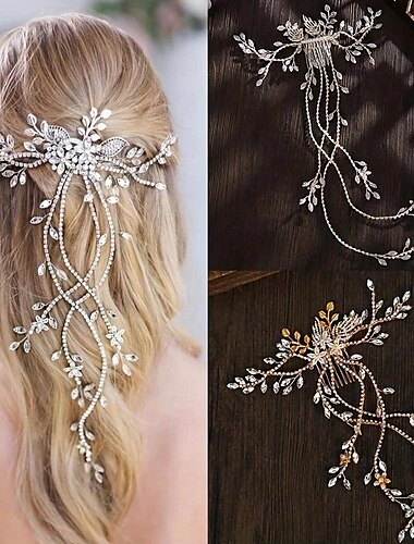  Bandeaux Coiffe Casque Alliage Mariage Mariée Avec Strass Fleur Casque Couvre-chef