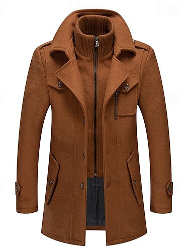  Herren Wintermantel Wollmantel Mantel Kurzermantel Outdoor Arbeit Herbst Winter Wolle Windundurchlässig Warm Oberbekleidung Bekleidung Bustier Essential Einfarbig Coiled Gola Einreihiger Verschluss