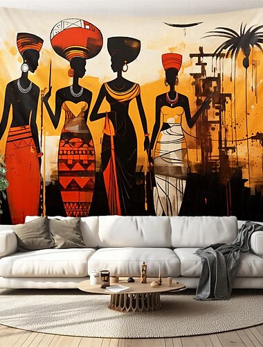  الفن الشعبي الأفريقي معلقة نسيج جدار الفن نسيج كبير جدارية ديكور صورة خلفية بطانية الستار غرفة نوم المنزل غرفة المعيشة الديكور