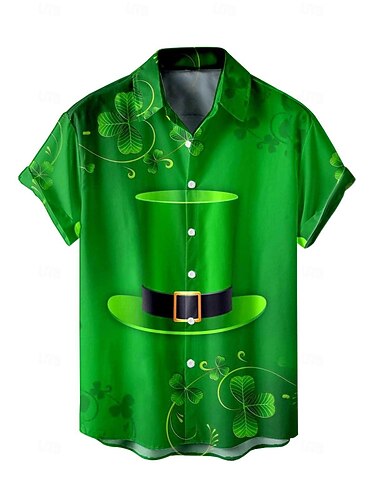  rua. Blusa/camisa irlandesa trevo do dia de São Patrício manga desenho animado anime gráfico camisa kawaii para homens adultos estampa 3D 100% poliéster casual diário