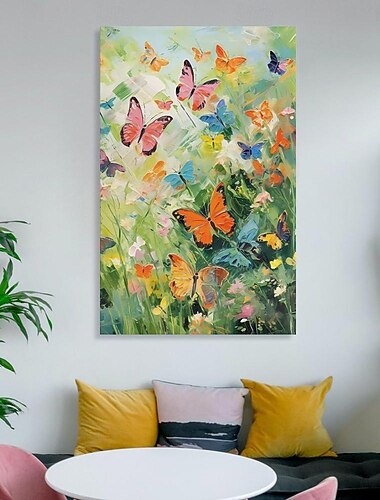  met de hand geschilderd abstract kleurrijk vlinderolieverfschilderij op canvas dierschilderij origineel natuurlandschap pattle knife schilderij aangepaste plantkunst modern olieverfschilderij voor