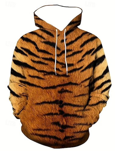  Tijger Trui met capuchon Cartoon Manga Anime 3D Grafisch Kangoeroe zak Voor Voor Stel Voor heren Dames Volwassenen Carnaval Maskerade 3D afdrukken Feest Casual / Dagelijks