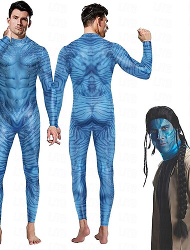  zentai kostymer kattdräkt hud kostym avatar 2 vägen till vatten neytiri jake sully vuxnas cosplay kostymer halloween män kvinnors monster halloween karneval med kostym peruk