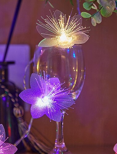  Fiber Optic Bloem Fee Slingerlichten 1.5m 10LEDs 3m 20LEDs Kransen voor Bruiloft Verjaardag Feest Thuis Thema Feest Decoratie