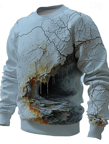  Herren Höhle Sweatshirts Sweatshirt Pullover Zur Seite fahren Langarm Sweatshirt Rundhalsausschnitt 3D Subkultur 3D-Druck Urlaub Festtage Ausgehen 3D-Druck Frühling & Herbst