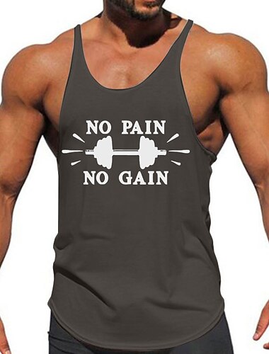  Herren Muskel Kurzhantel Kein Schmerz kein Gewinn Tank Top Shirt Ärmelloses T-Shirt für Männer Ärmellos T-Shirt 3d Drucken Rundhalsausschnitt Hemd Sport Täglich Designer Sports Outdoor Festtage