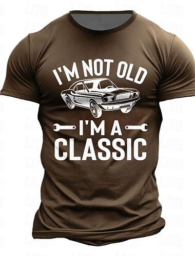  Herren Graphic Auto Ich bin kein alter Klassiker T Shirt Kurzarm T-Shirt 3D-Druck Rundhalsausschnitt Hemd Brautkleider schlicht Streetstyle Sports Outdoor Festtage Ausgehen Schwarz Marineblau Braun
