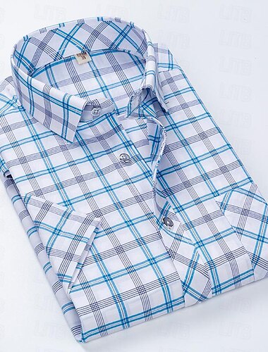  Herren Kleidhemd Kariertes Hemd Kragenhemd Knopfhemd Karo Hochzeit Lässig Weiß Rote Blau Orange Kurzarm Umlegekragen Sommer Frühling Bekleidung