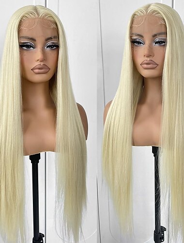  Silk Straight Lace Front Wig Blonde 613 Synthetic Wigs White Pre Plucked With Baby Hair Natural HairLine Lace Front Daily Wig For Black Women