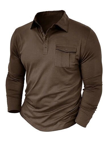  Ανδρικά Φανέλα POLO Button Up Polos Causal Αθλητικά Πέτο Μακρυμάνικο Μοντέρνα Βασικό Σκέτο Κουμπί Τσέπη Άνοιξη & Χειμώνας Κανονικό Μαύρο Λευκό Πράσινο Χακί Ρουμπίνι Βαθυγάλαζο Σκούρο πράσινο