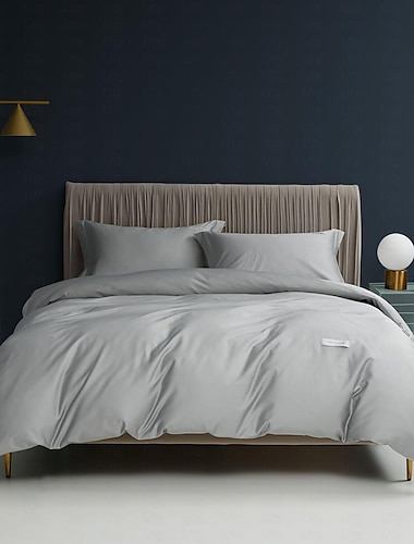  Bettbezug aus 100 % Baumwolle, Bettlaken, Spannbettlaken, freie Kombination, Bettwäsche-Set aus Satin mit Fadenzahl 300, hochwertige Bettdecke, Kissenbezug, graue Bettkollektion