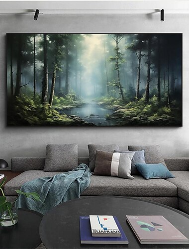 Großes handgemaltes abstraktes Waldölgemälde auf Leinwand, grüner Baum, Wandkunst, originales Naturlandschaftsgemälde, individuelles Gemälde, modernes Kunstwerk für die Wohnzimmerdekoration