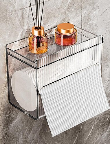  Boîte de rangement de mouchoirs de salle de bains, 1 pièce, porte-papier hygiénique sans poinçon, distributeur de mouchoirs mural, conteneur suspendu, support de rangement de mouchoirs, accessoires de