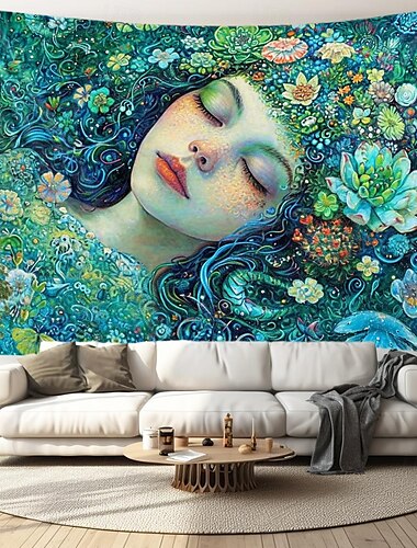  لوحة فنية جدارية معلقة على شكل زهور للبنات، سجادة جدارية كبيرة لديكور الصورة، ستارة بطانية، ديكور غرفة نوم المنزل وغرفة المعيشة