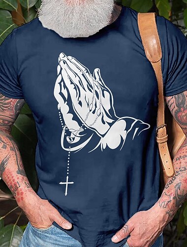  Herre Grafisk Kors Tro Kortermet T skjorte 3D-utskrift Crew-hals Skjorte Utendørs Fritid Gate stil Fest Avslappet Ferie Svart Blå Grønn Vår sommer Klær Normal S M L XL XXL XXXL