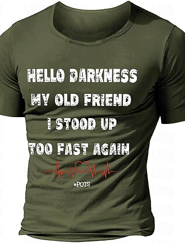  Men's Letter T Shirt Tee Top 100% Cotton Short Sleeve Graphic Shirt Black Army Green Dark Blue Comfortable Tee Sports Outdoor Holiday Fashion Designer Clothing