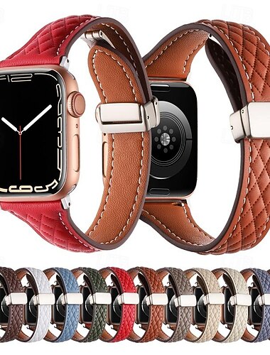  Bőr Link Kompatibilis valamivel Apple Watch óraszíj 38mm 40mm 41mm 42mm 44mm 45mm 49mm Egyenetlen Mágneses kapocs Luxus Valódi bőr Csere óraszíj mert iwatch Ultra 2 Series 9 8 7 SE 6 5 4 3 2 1