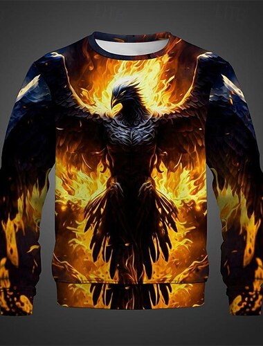  Hombre Animal Fénix Sudaderas Sudadera Pull-over Manga Larga Camisa de entrenamiento Cuello Barco Moda Casual Estilo callejero Impresión 3D Vacaciones Noche Ropa de calle Impresión 3D Primavera
