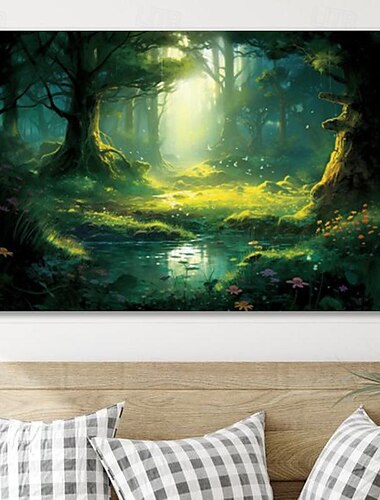  Landschafts-Wandkunst-Leinwand, Fantasiewald-Drucke und Poster, Bilder, dekorative Stoffmalerei für Wohnzimmer, Bilder ohne Rahmen