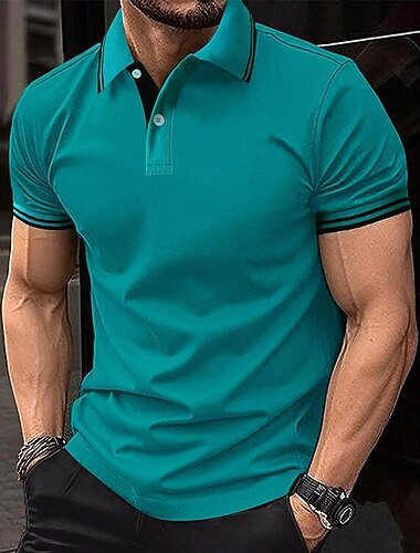  Bărbați Tricou POLO Polo cu nasturi Afaceri Casual Rever Manșon scurt Modă De Bază Simplu Buton Vară Fit regulat Alb Galben Rosu Bleumarin Albastru regal Albastru piscină Tricou POLO