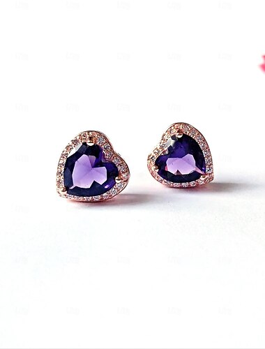  pendentif améthyste en forme de coeur bracelet de trèfle à quatre feuilles de luxe européen coeur trésor coloré bague en diamant tempérament violet ensemble de boucles d'oreilles en pierres précieuses