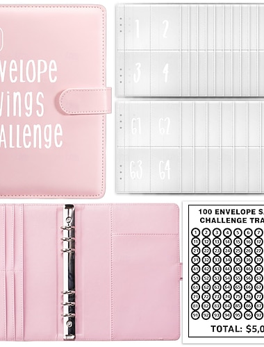  100 Envelope Challenge Binder Cash Binder with Envelope Saving Challenge Binder Money Saving Envelope for School Home Office