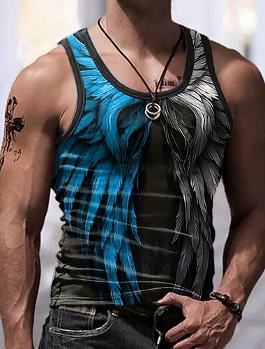  Miesten Kuvitettu Väripalikka Siivet Viikatemies Hihaton Liivin toppi Hihaton T-paita miehille Hihaton T-paita 3D-tulostus Tiukka pyöreä kaula-aukko Paita Urheilu Muoti Päivittäin Urheilu ja ulkoilu