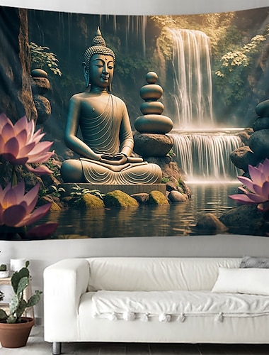  boho boeddha hangend tapijt kunst aan de muur groot tapijt muurschildering decor foto achtergrond deken gordijn thuis slaapkamer woonkamer decoratie
