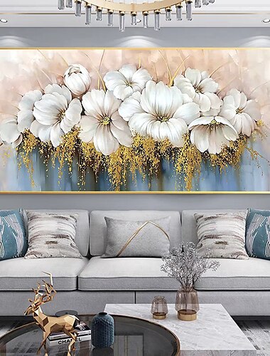  Mintura handgemachte abstrakte Blumen-Ölgemälde auf Leinwand, Wandkunst, Dekoration, modernes Bild für Heimdekoration, gerolltes, rahmenloses, ungedehntes Gemälde