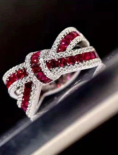  Bague exquise pour la Saint-Valentin, plaqué argent, joli nœud papillon, pavé de zircon brillant, cadeau d'anniversaire parfait pour les tenues quotidiennes des femmes