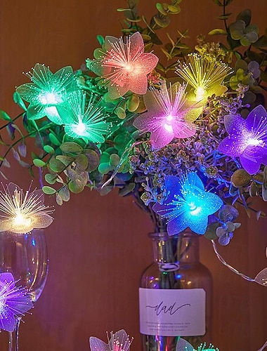 Fiberoptisk Blomst Eventyr Slynge Lys 1.5m 10LEDs 3m 20LEDs Krans Bryllup Fødselsdag Fest Hjem Temafest Dekorasjon
