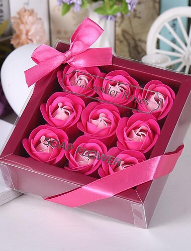  regalos del día de la mujer flor de jabón rosa caja de regalo de flor eterna día de la mujer creativa regalos del día de la madre para niñas decoración de flores de jabón flor de simulación regalo de
