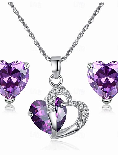  Mode Braut Schmuck Set neue Micro Set Kristall Zirkon Herz Halskette Ohrring Schmuck Set