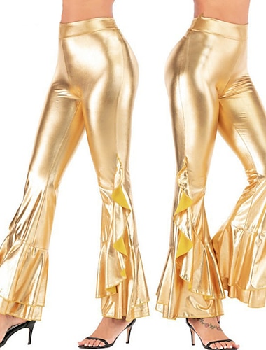  В стиле 1980-х Хип-поп Расклешенные брюки Костюм Аббы Жен. Сплошной цвет Карнавал Выступление Выпускной Парад гордости Брюки