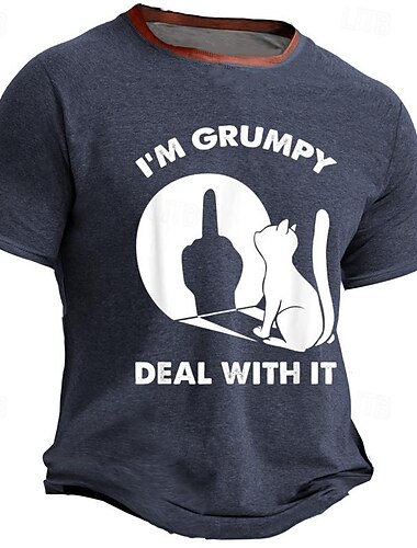  Hombre Graphic Animal Gato Camiseta Manga Corta Camiseta Impresión 3D Cuello Barco Camisa Diario Design Casual Deporte Festivos Noche Azul Marino Verde Ejército Azul Oscuro Primavera verano Ropa S M