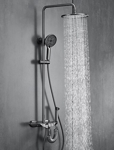  Shower System / Thermostatic Mixer valve Set - Handshower Included Multi Spray Shower Contemporary Electroplated Mount Outside Ceramic Valve Bath Shower Mixer Taps