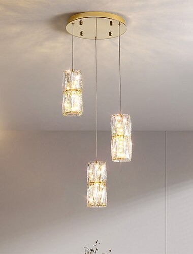  luci a sospensione moderne illuminazione dell'isola della cucina lampada a sospensione in oro, lampadario di cristallo moderno regolabile per lampade da sala da pranzo sul tavolo (3 luci)