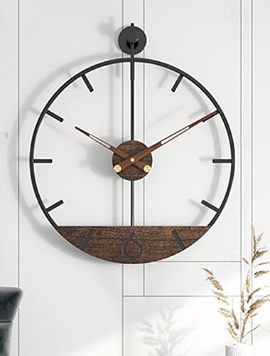  grote wandklok metalen retro minimalistische moderne ronde stille niet-tikkende batterij-aangedreven klokken voor woonkamer/thuis/keuken/slaapkamer/kantoor/school decor