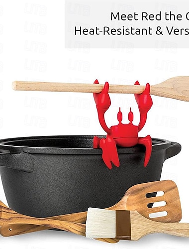  punainen rapu silikoni astianpidike liesi silikoni lusikan pidike lämmönkestävä kannake liukastumista estävä lusikan pidike liesi höyryn vapautuslaite