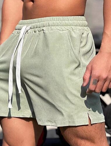  Per uomo Pantaloncini Running Pantaloncini da palestra Per uscire Fine settimana Traspirante Asciugatura rapida Tasche A cordoncino Vita elastica Liscio Breve Tuta da ginnasta Informale Abbigliamento