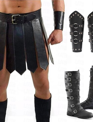  メンズローマ剣闘士キルトセット戦士バイキングレトロヴィンテージ中世スカートスコットランドユーティリティキルトコスプレ衣装ハロウィン larp クラブ着用