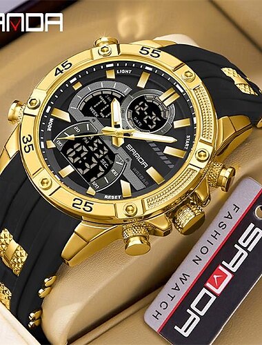  Montre digitale pour hommes SANDA montre de sport extérieure tendance lumineuse réveil étanche décoration montre en silicone