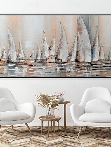  pictură în ulei abstractă mare barcă cu pânză realizată manual pe pânză pictată manual cu textură acrilic ocean pictură peisaj marin pictură de artă nautică pentru living decor de perete acasă