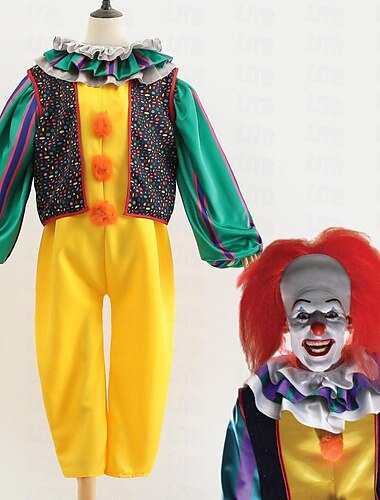  it burleszk bohóc pennywise cosplay jelmez parti jelmez felnőtt férfi női ruhák ijesztő jelmez előadás buli halloween karnevál álarcos könnyed halloween jelmez kosztümös parókával