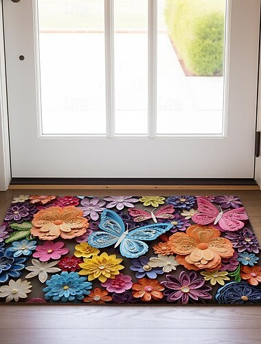  Arte popular borboletas capacho tapetes laváveis tapete de cozinha antiderrapante à prova de óleo tapete interior ao ar livre decoração do quarto tapete de banheiro tapete de entrada