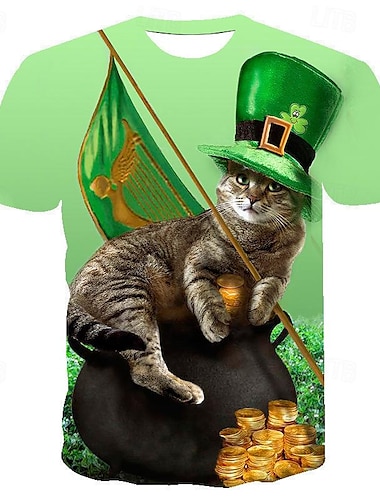  st. patrick's day shamrock irlantilainen t-paita sarjakuva mangaprintti graafinen t-paita pariskunnalle miesten naisten aikuisten 3d print 100% polyesteri juhlafestivaali