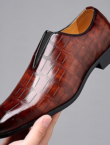  Schwarze Slipper aus Kunstleder mit Krokodilmuster für Herren – elegante formelle Schuhe fürs Business und besondere Anlässe