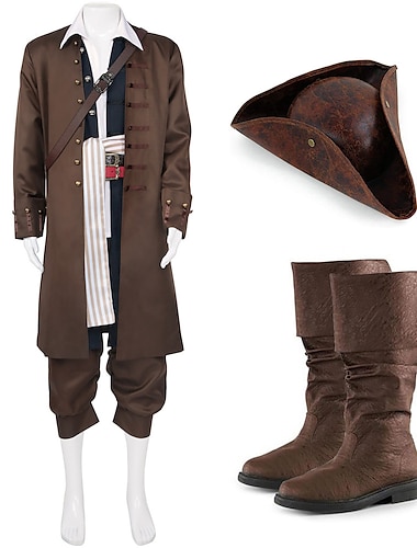  Pirates of the Caribbean piratas del Caribe Traje de cosplay Accesorios Disfraz Cosplay traje de cosplay Cosplay de película for Hombre Adulto Mascarada