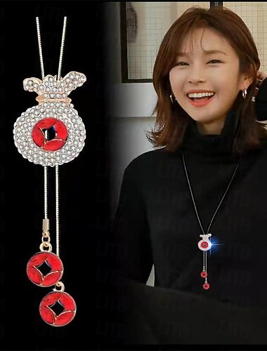  Julegaver kvinner mor henne koreansk versjon av høst og vinter krystall genserkjede smykke engros høy kvalitet kvinners langkjede allsidig dusk perle anheng med tilbehør